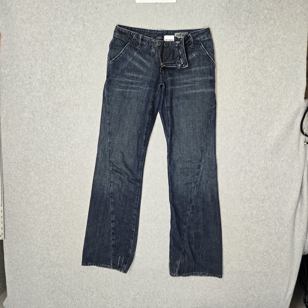 VINTAGE Volcom Junior Jeans 1 Blue Denim Hergo Embroidered Grunge 31" 90s‎ USA